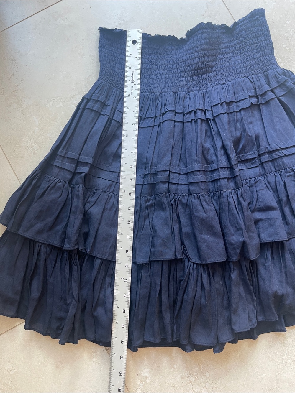 Lauren Ralph Lauren Dark Navy Tiered Smocked Skirt - Picture 4 of 7